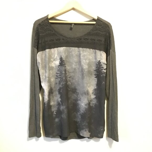 Soyaconcept Watercolour Forest Print Long Sleeve Crochet Collar Jersey T… - Picture 3 of 16